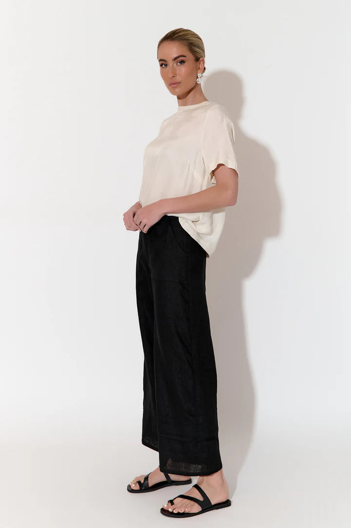 ADORNE AJD1513 BLACK GABRIELLA LINED LINEN PANT