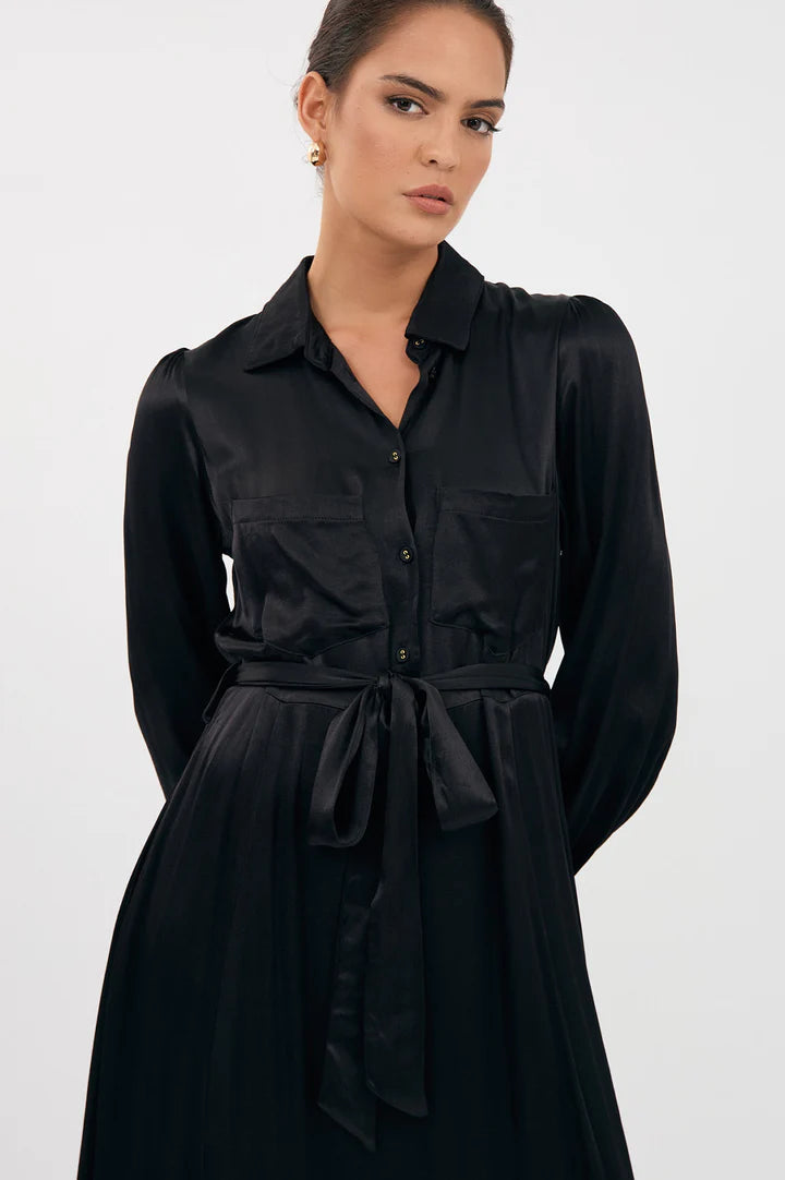 ADORNE  AJD1522 STEPHANIE SATIN DRESS BLACK