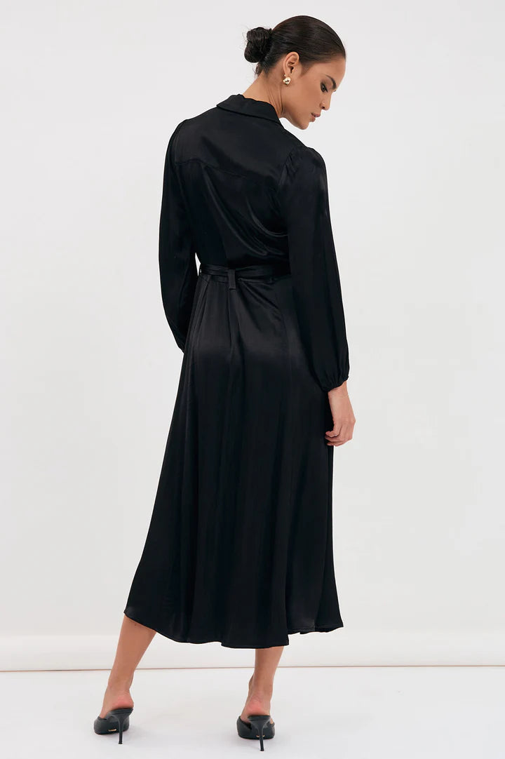 ADORNE  AJD1522 STEPHANIE SATIN DRESS BLACK