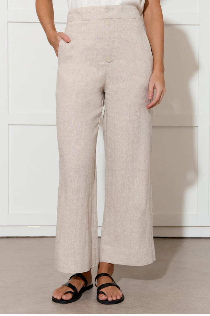 ADORNE AJD1624 NISHA CROPPED LINEN PANT NATURAL