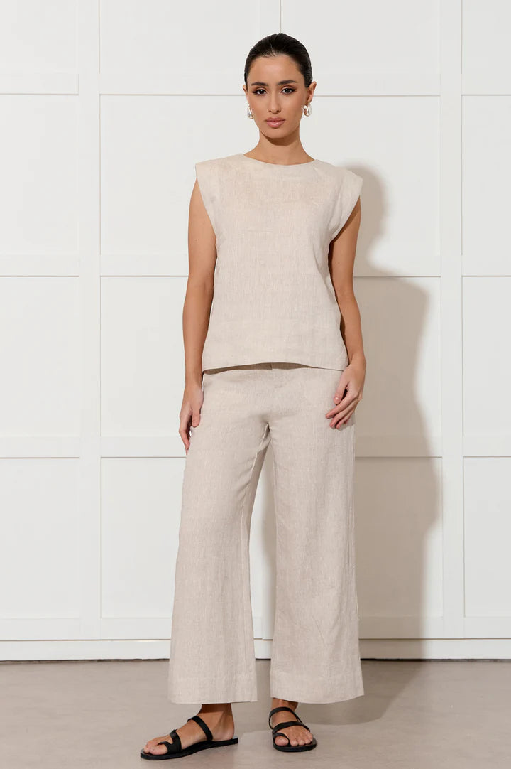 ADORNE AJD1624 NISHA CROPPED LINEN PANT NATURAL