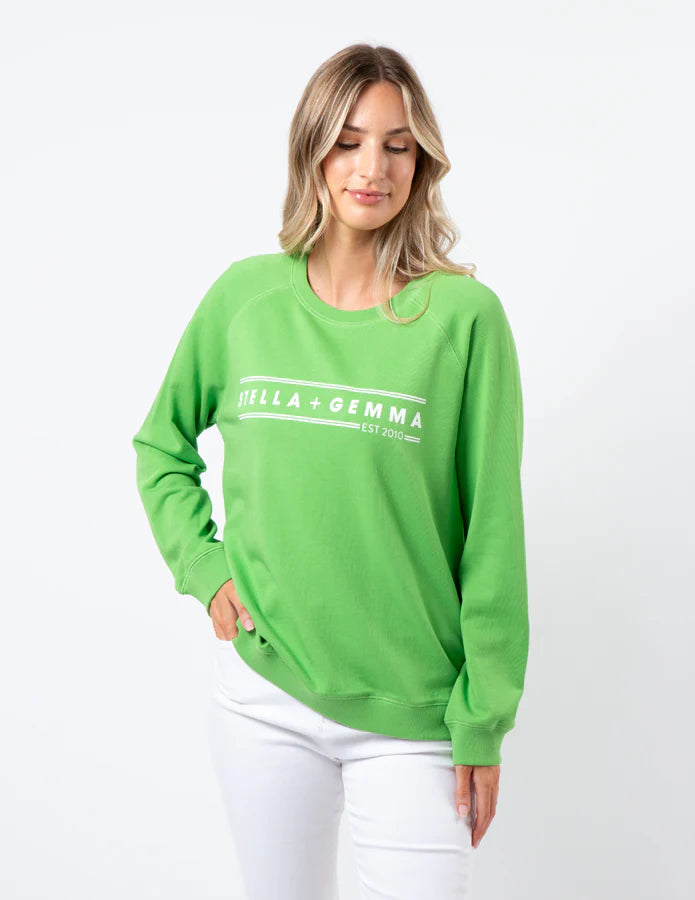 STELLA & GEMMA  CLASSIC SWEATER PEAR WITH S&G