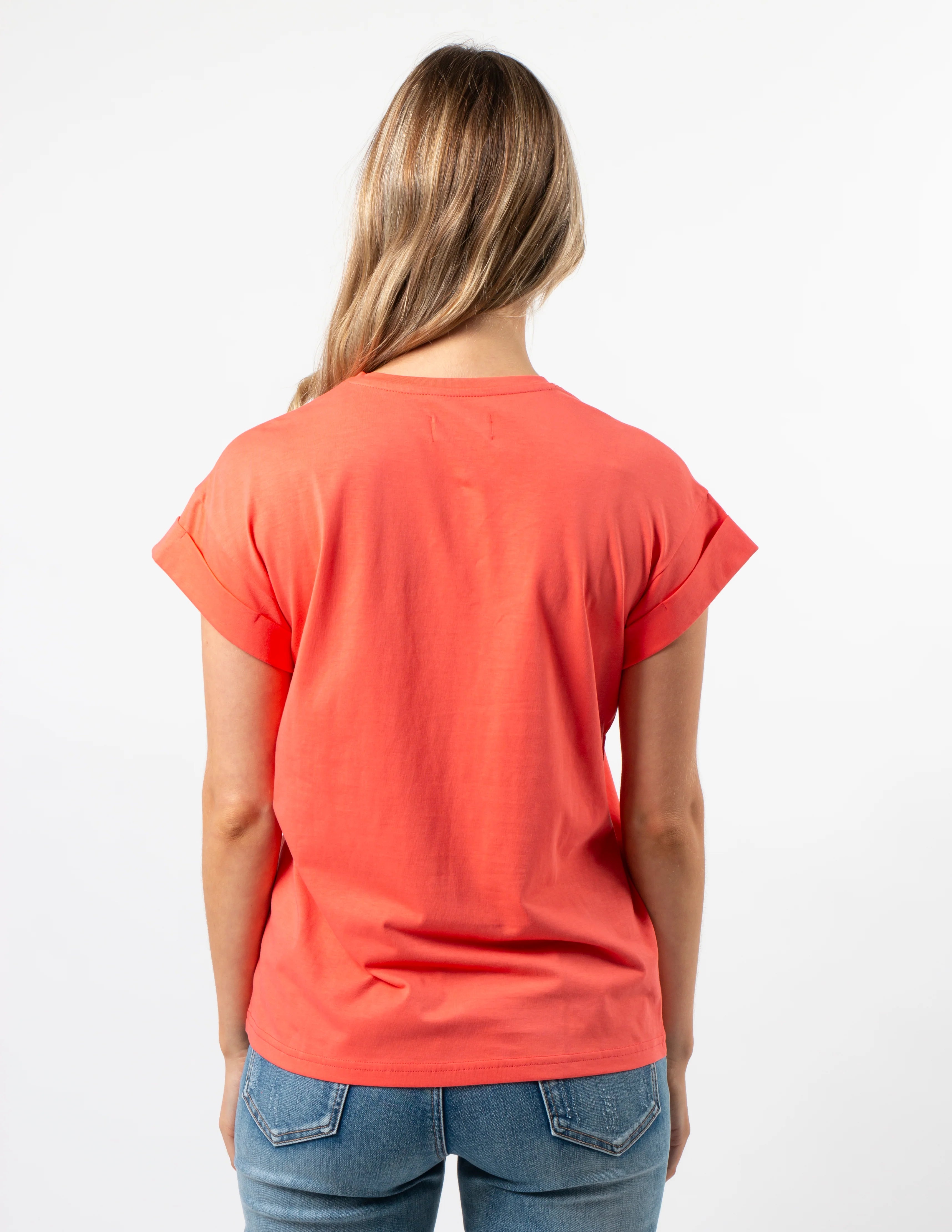 STELLA & GEMMA SGTS3478 CUFF SLV T-SHIRT CORAL