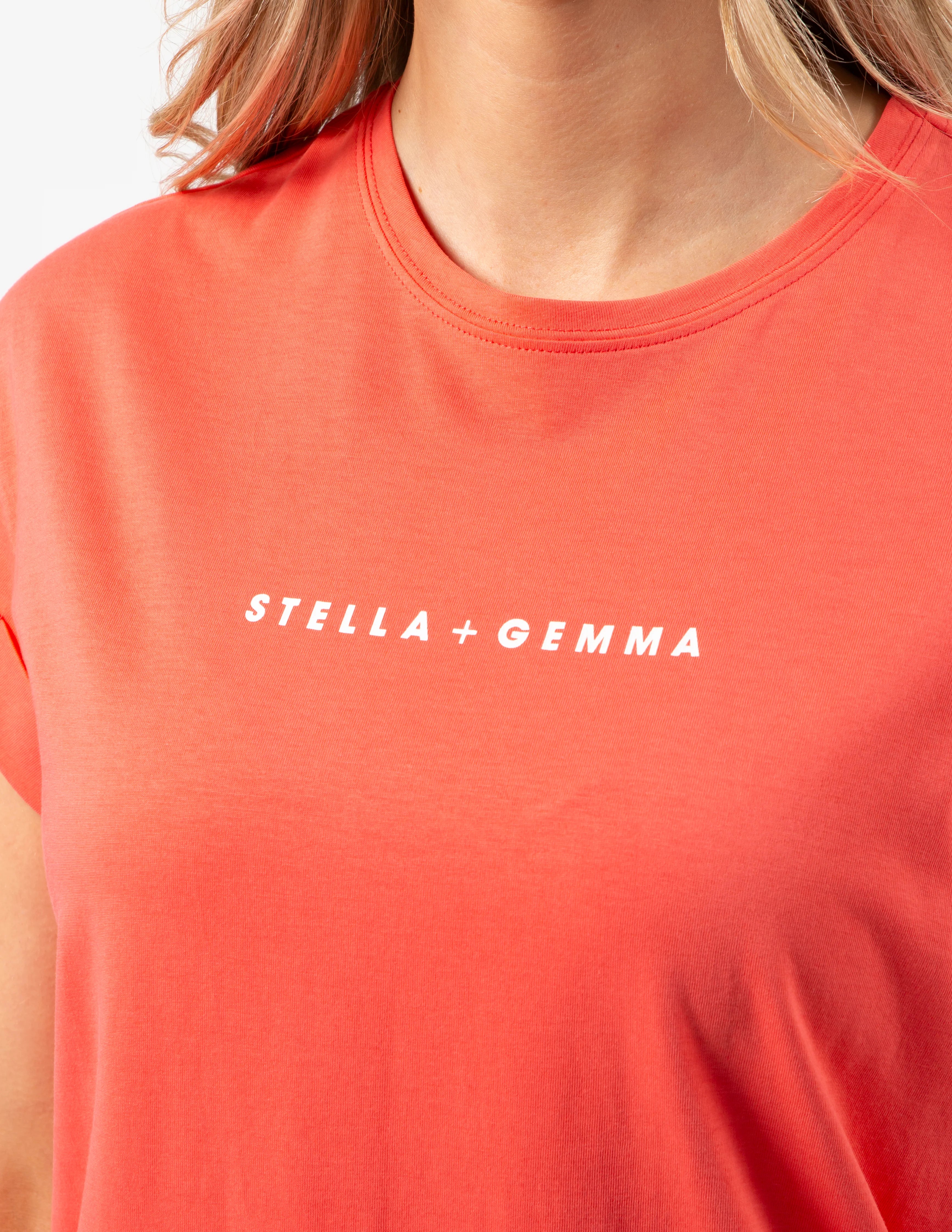 STELLA & GEMMA SGTS3478 CUFF SLV T-SHIRT CORAL