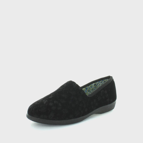 PANDA ETHANY SLIPPERS BLACK EMBOSSED