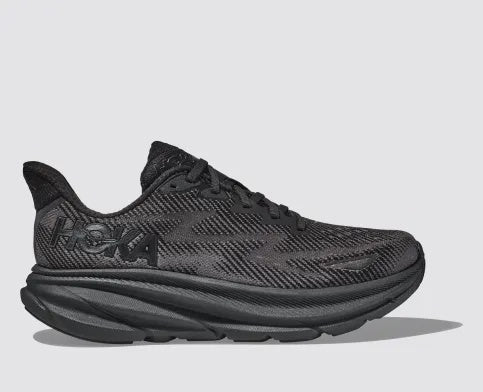 HOKA MENS CLIFTON 9 WIDE BLACK