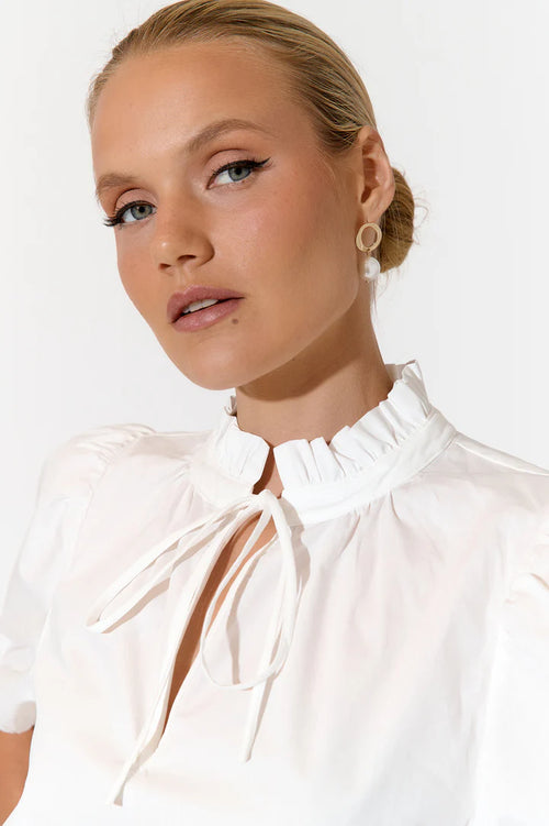 ADORNE AJD1700 SANDRA POPLIN TOP WHITE