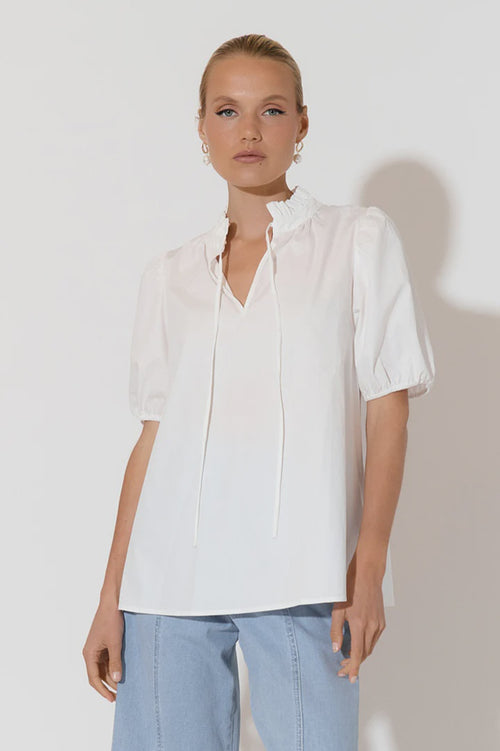 ADORNE AJD1700 SANDRA POPLIN TOP WHITE