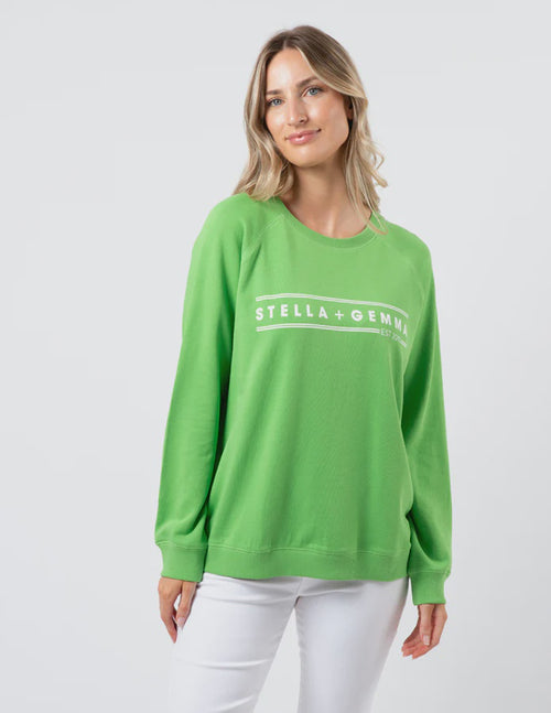 STELLA & GEMMA  CLASSIC SWEATER PEAR WITH S&G