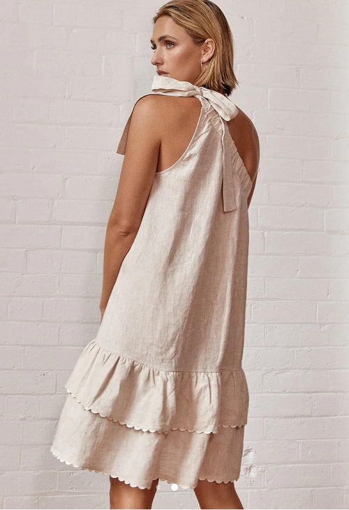 ADORNE AJD1327 FREDA SHORT LINEN DRESS