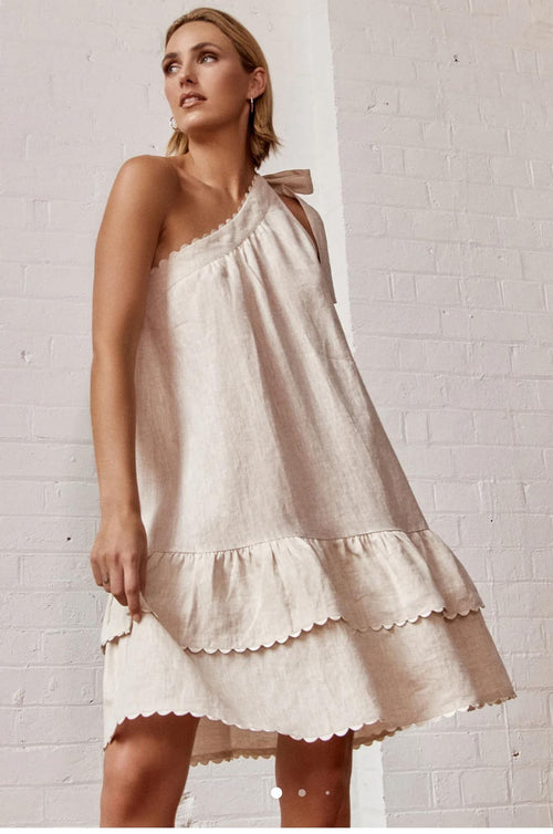 ADORNE AJD1327 FREDA SHORT LINEN DRESS