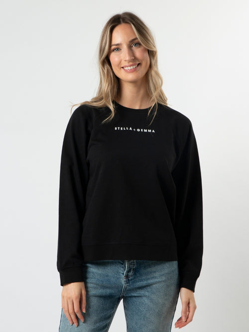 STELLA & GEMMA LOGO SWEATER BLACK WITH WHITE LOGO